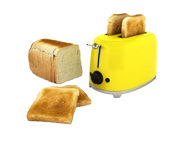 Toaster with toasted bread isolated on white background Kitchen — Stock Photo, Image