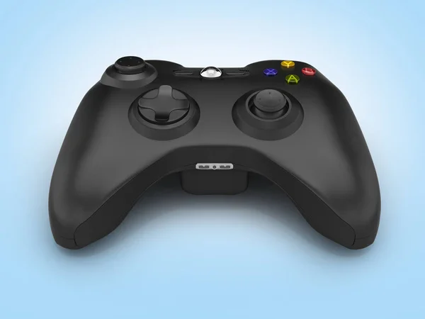 Gamepad nero su sfondo sfumato blu 3d — Foto Stock