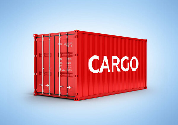 Cargo shipping container with an inscription cargo on blue gradi