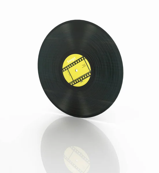 リフレで白い背景に隔離されたビニールレコードレトロなサウンド — ストック写真