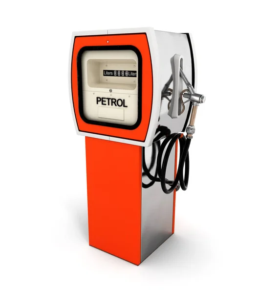 Retro-Kraftstoffpumpe in orange isoliert auf weißem Hintergrund 3d — Stockfoto