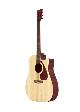 Beyaz arka plan 3d gölge olmadan Akustik gitar