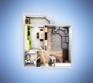 iç daire roofless üstten görünüm daire düzenini mavi gr