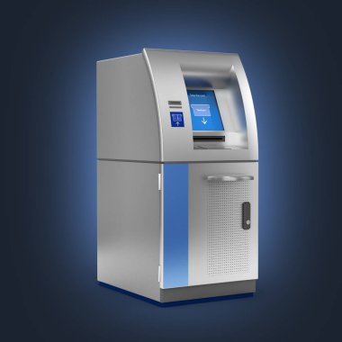 Atm Bank Nakit Makinesi koyu mavi gradyan backg gölge olmadan