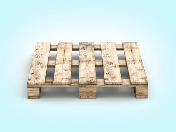 Wooden pallet on blue gradient background front view 3D — 스톡 사진