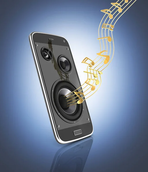 Smartphone musical Aplicación de música para teléfono móvil Móvil y loudspea — Foto de Stock