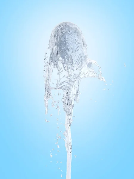 Jet of water upward stream isolated on blue gradeint background