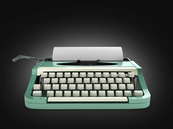 Schreibmaschine mit Blatt Papier auf schwarzem Hintergrund 3d — Stockfoto