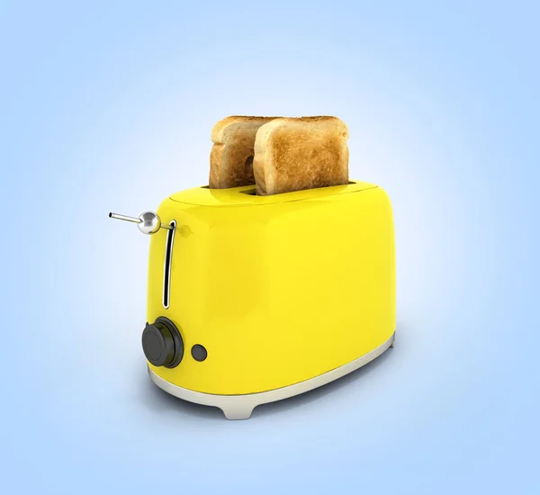 Toaster with toasted bread on blue gradient background Kitchen e — Stock Photo, Image