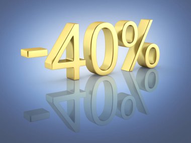 Altın metin r ile koyu mavi degrade arka planda yüzde 40 kapalı