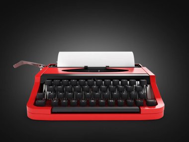 Siyah degrade arka kağıt ön görünüm ile daktilo