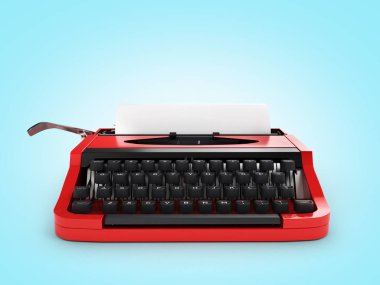 Mavi degrade backg üzerinde kağıt ön görünüm levha ile daktilo