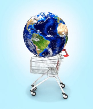 Alışveriş arabası dünya kavramı süpermarket alışveriş sepeti gl ile