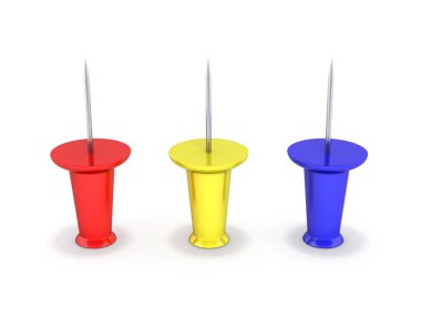 İğne renkli arka plan üzerinde beyaz 3d