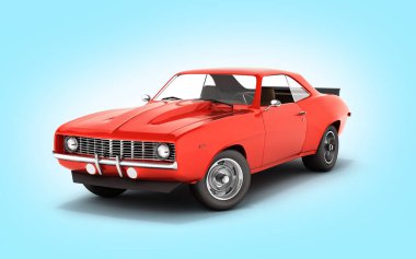 Mavi degrade arka plan 3d kas araba perspektif görünümü