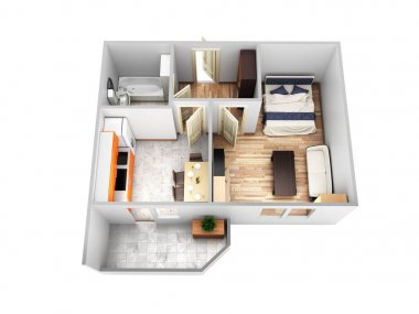 sa olmadan iç daire çatısız üst görünüm daire düzeni