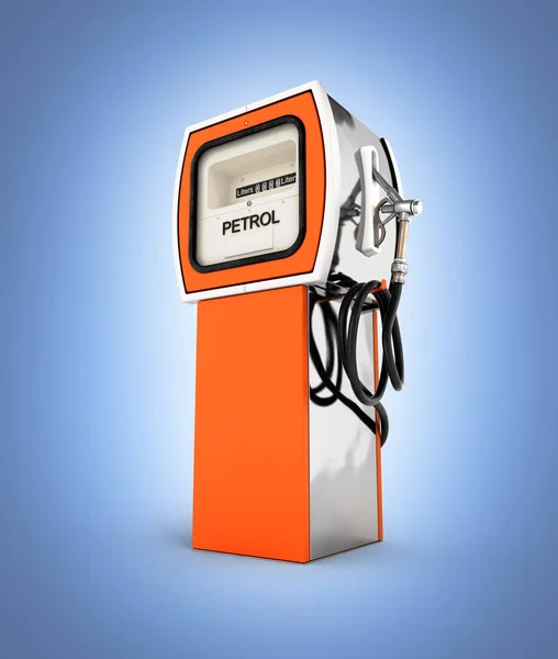 Retro pompa paliwowa w kolorze pomarańczowym na niebieskim tle gradientu 3 — Zdjęcie stockowe