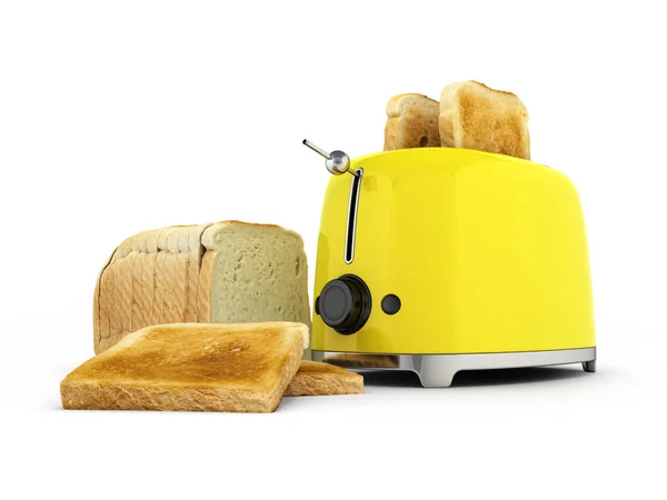 Toaster with toasted bread isolated on white background Kitchen — Stock Photo, Image