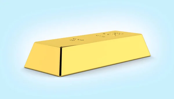 Barra de ouro no fundo gradiente azul 3d — Fotografia de Stock