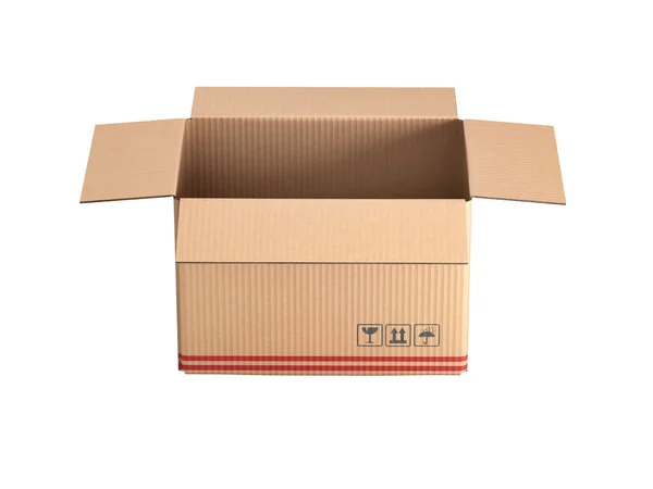 Boîte en carton isolé sur fond blanc sans ombre 3d — Photo