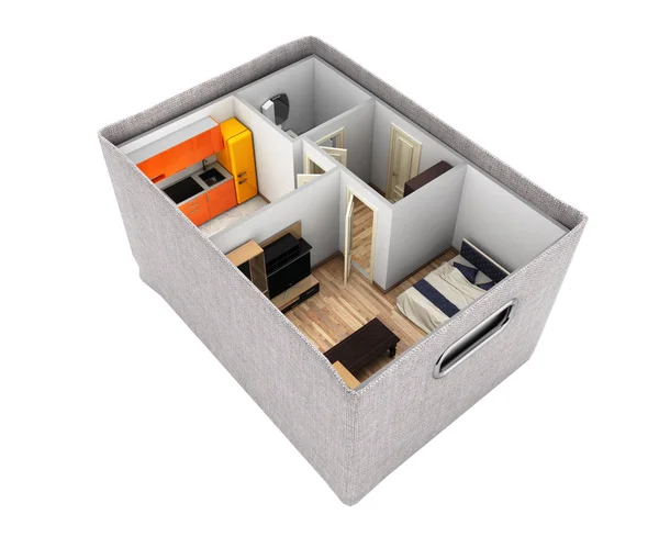 Innere Wohnung Dachlose Wohnung Layout innerhalb der Box conc — Stockfoto