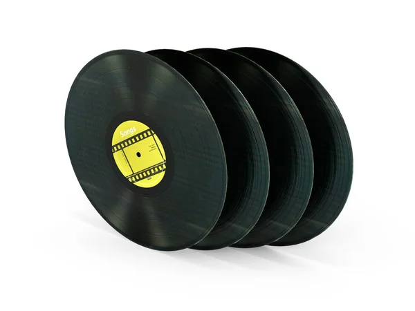 Vinyl-Platten Retro-Sound isoliert auf weißem Hintergrund mit Reflex — Stockfoto