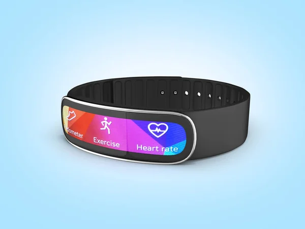 Chytrý fitness náramek hodinky izolované na Modrý gradient poza — Stock fotografie