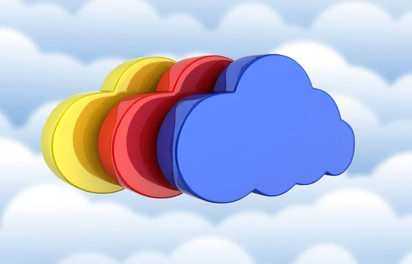 Cloud Sign illustration färgglada moln i blått på moln bakgr — Stockfoto