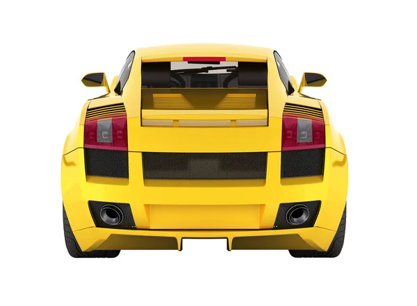 Beyaz ba gölge olmadan sarı arka görünümünde spor araç araç — Stok fotoğraf