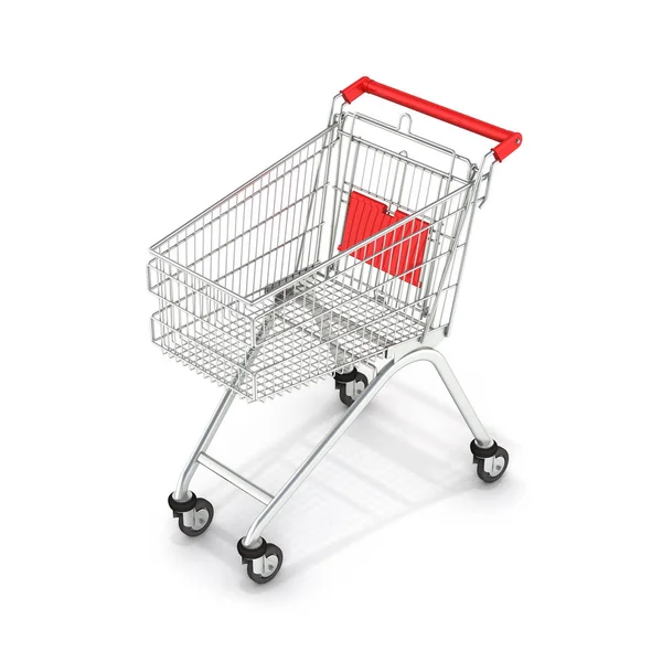 Σούπερ μάρκετ shopping cart προβολή προοπτικής σε άσπρο φόντο 3 — Φωτογραφία Αρχείου