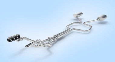 Mavi gradienet arka plan 3d egzoz boruları sistemi