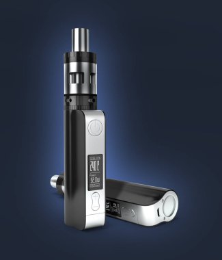 Koyu mavi eğimli arkaplanda elektronik puro kutusu kipi 