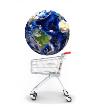 Alışveriş arabası dünya kavramı süpermarket alışveriş sepeti gl ile