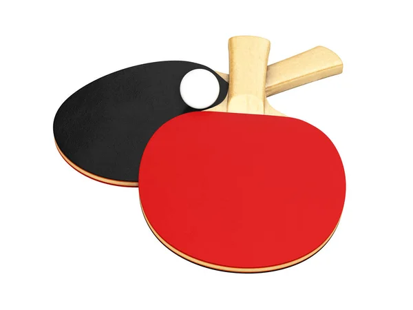 Raquettes de ping-pong avec balle sans ombre sur fond blanc 3 — Photo