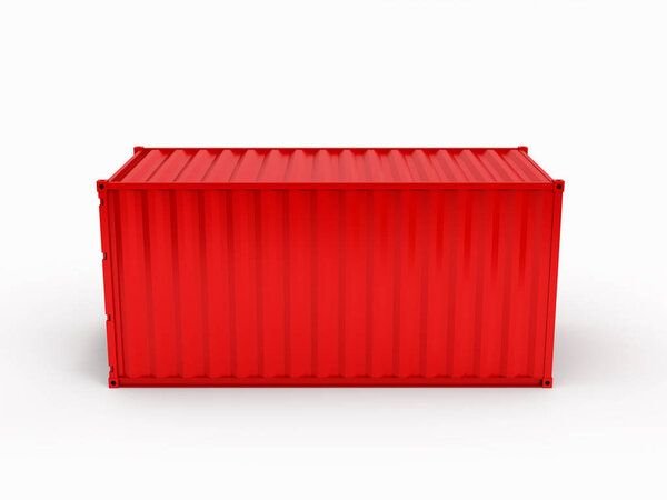 Cargo shipping container without inscription on white background