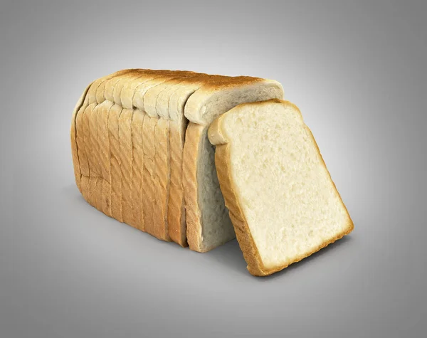 Gesneden brood geïsoleerd op grijze gradiënt achtergrond 3D — Stockfoto