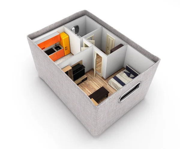 Интерьер квартиры без крыши расположение внутри коробки conc — стоковое фото