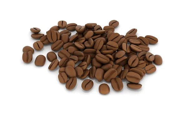 Kaffeebohnen isoliert auf weißem Hintergrund 3d — Stockfoto