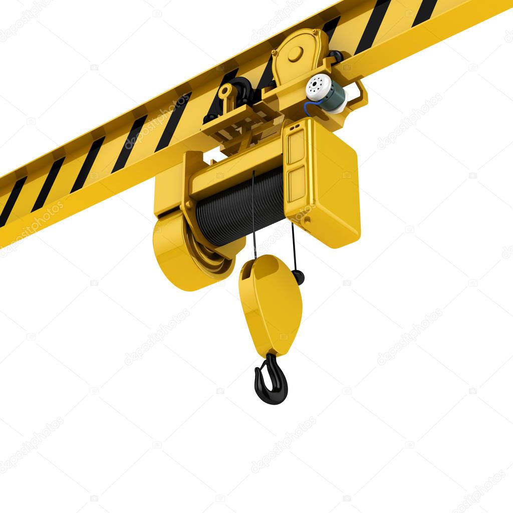 overhead crane perspective view isolated on white background 3d