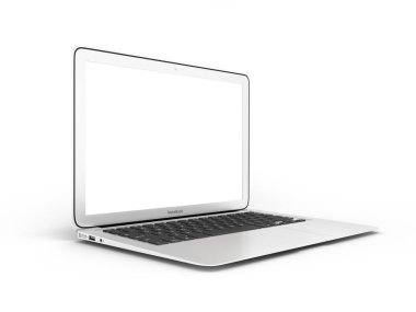 Boş ekran üzerinde beyaz izole ile modern dizüstü bilgisayar arka plan 3d