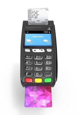 ödeme terminal Pos terminali ile kredi kartı ve giriş kartı 