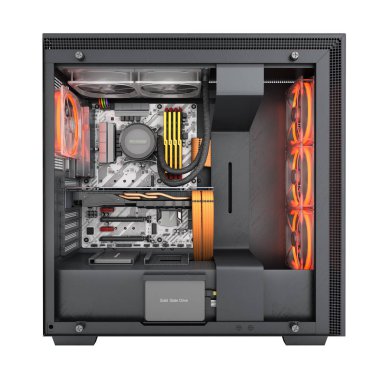 Soğutma açık bilgisayar kırmızı ışık efektleri ve su soğutmalı