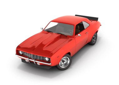 Kırmızı kas araba beyaz arka plan 3d izole