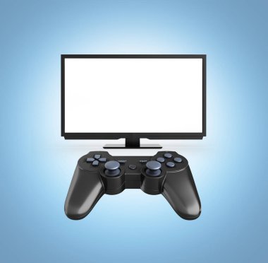 Konsolda oyun konsepti Tv'de joystick İllüstrasyon ile 