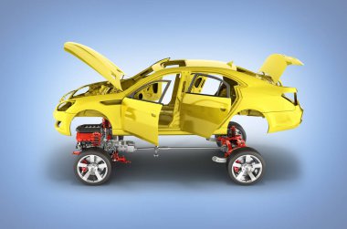 Vücut ve süspansiyon arabanın ile tekerlek ve motor Undercarria