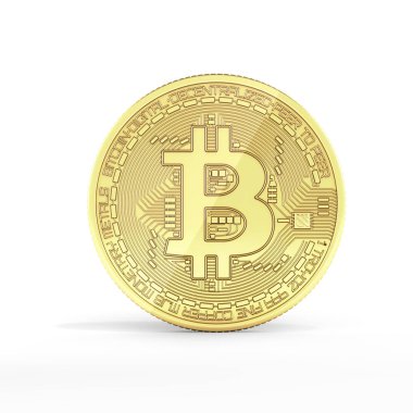 Bitcoin 3d izometrik fiziksel bit sikke altın dijital Döviz 