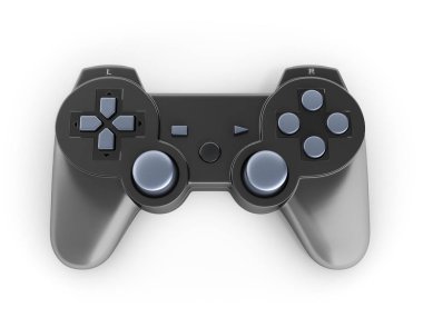 siyah gamepad üst görünümü beyaz arka plan 3d izole