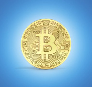 Bitcoin 3d izometrik fiziksel bit sikke altın dijital Döviz 