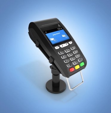 Mavi degrade BAC üzerinde yalıtılmış kart ödeme terminali POS terminali