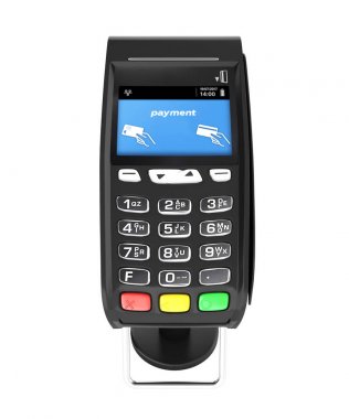 kartı ödeme terminal Pos terminal üst görüntülemek izole üzerinde beyaz ba